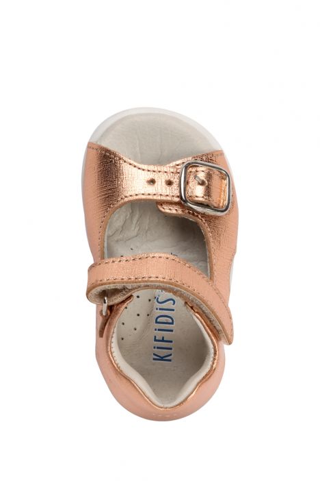 SK08 Kifidis-Kids İlk Adım Kız Çocuk Deri Sandalet 19-23 Bronz Deri