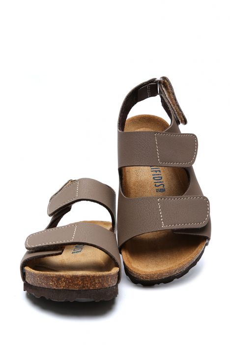 SK16 Kifidis-Kids Soft Step Çocuk Mantar Sandalet 24-30 Koyu Vizon - 010