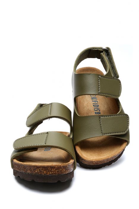 SK16 Kifidis-Kids Soft Step Çocuk Mantar Sandalet 24-30 Haki - 017