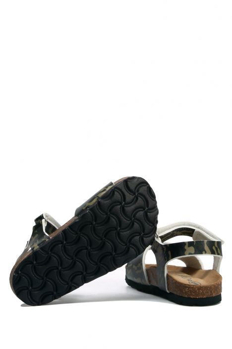 SK17 Kifidis-Kids Soft Step Çocuk Mantar Sandalet 24-30 Haki Kamuflaj - 050