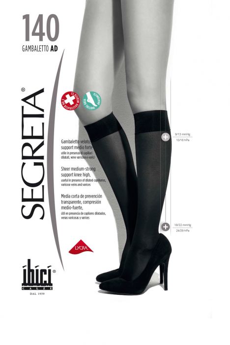 Segreta 140 Dize Kadar Varis Çorabı Siyah / Black