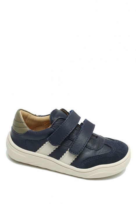 TFK020BF Kifidis-Kids Unisex Çocuk Barefoot Deri Ayakkabı 20-30 Lacivert - Zeytin Yeşili
