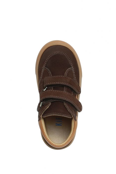 TFK080 Kifidis Kids Unisex Çocuk Deri Bot 23-28 Kahve Nubuk Deri