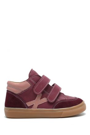 TFK080 Kifidis Kids Unisex Çocuk Deri Bot 23-28 Vişne Deri