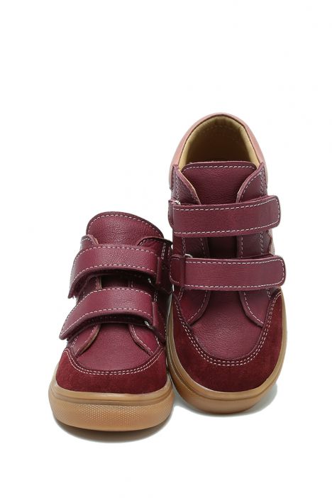 TFK080 Kifidis Kids Unisex Çocuk Deri Bot 23-28 Vişne Deri