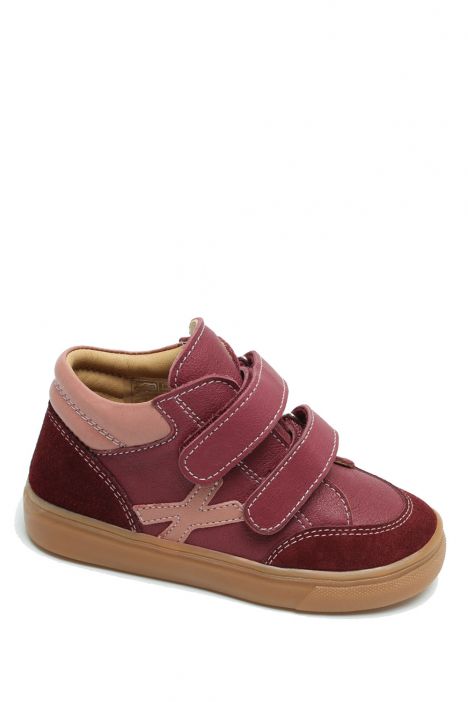 TFK080 Kifidis Kids Unisex Çocuk Deri Bot 23-28 Vişne Deri
