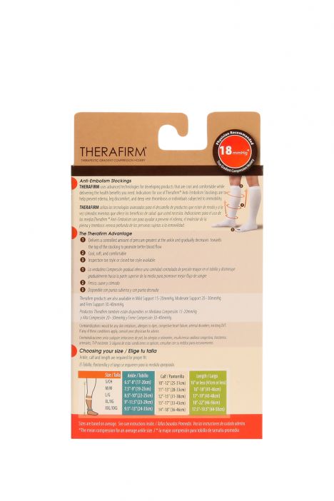 Therafirm Anti-Emboli Çorabı Dize Kadar Burnu Açık - Made in USA Beyaz / White