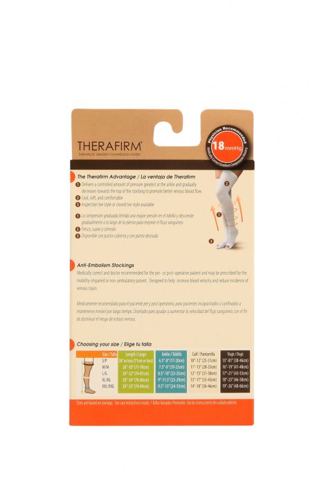 Therafirm Anti-Emboli Çorabı Kasığa Kadar Burnu Açık - Made in USA Beyaz / White