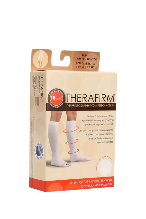 Therafirm Anti-Emboli Çorabı Dize Kadar Burnu Açık - Made in USA Beyaz / White