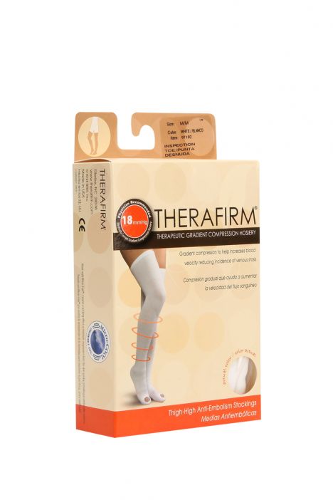 Therafirm Anti-Emboli Çorabı Kasığa Kadar Burnu Açık - Made in USA Beyaz / White