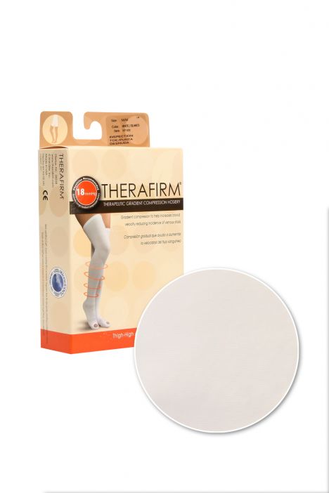 Therafirm Anti-Emboli Çorabı Kasığa Kadar Burnu Açık - Made in USA Beyaz / White