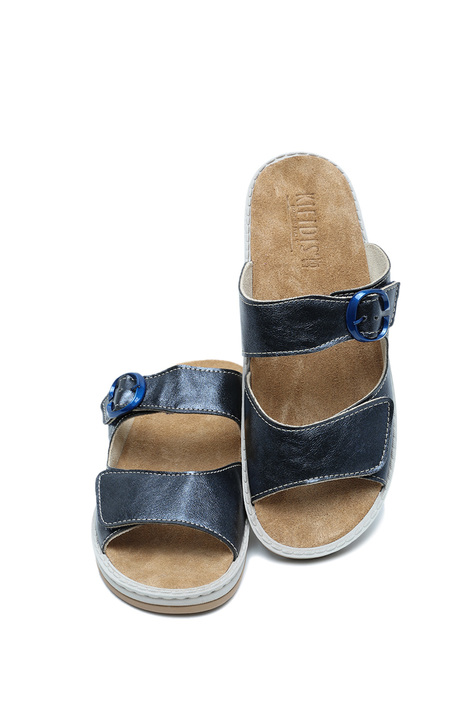 V58 Kifidis Italy Anatomik Kadın Deri Terlik 36-41 Blu/Lacivert