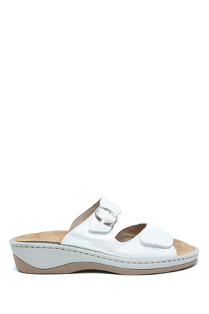 V58 Kifidis Italy Anatomik Kadın Deri Terlik 36-41 Bianco/Beyaz
