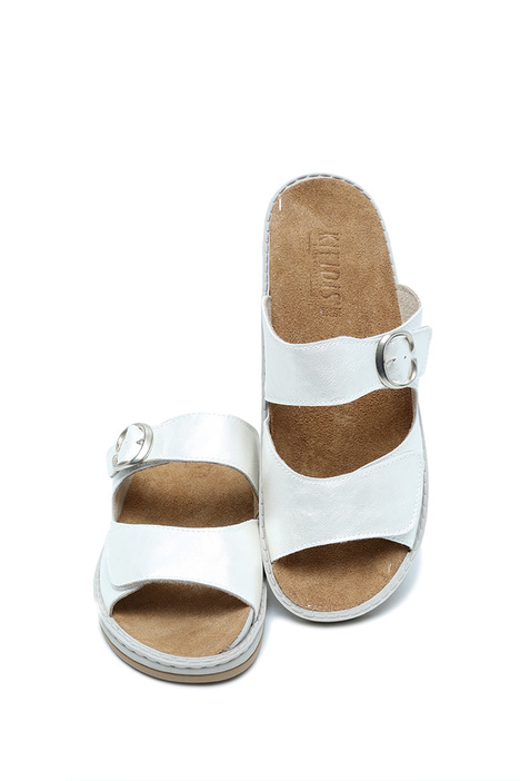 V58 Kifidis Italy Anatomik Kadın Deri Terlik 36-41 Bianco/Beyaz