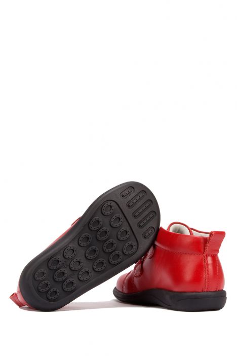VK04 Kifidis-Kids Unisex Çocuk Deri Bot 21-30 Kırmızı Deri