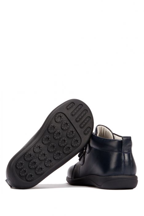 VK04 Kifidis-Kids Unisex Çocuk Deri Bot 21-30 Lacivert Deri