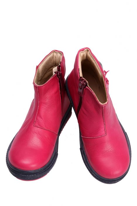 VK51 Kifidis-Kids Kız Çocuk Deri Bot 22-30 Bordo Deri