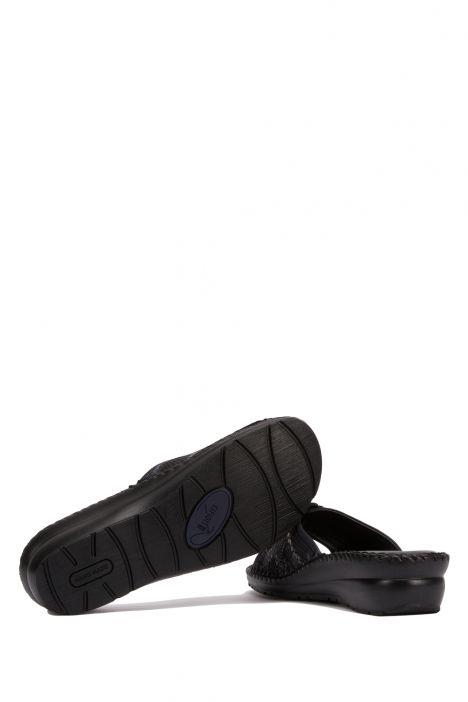 YIP100 Kifidis Handmade Kadın Deri Terlik 35-41 Mavi Eskitme-Laci Msc Yılan