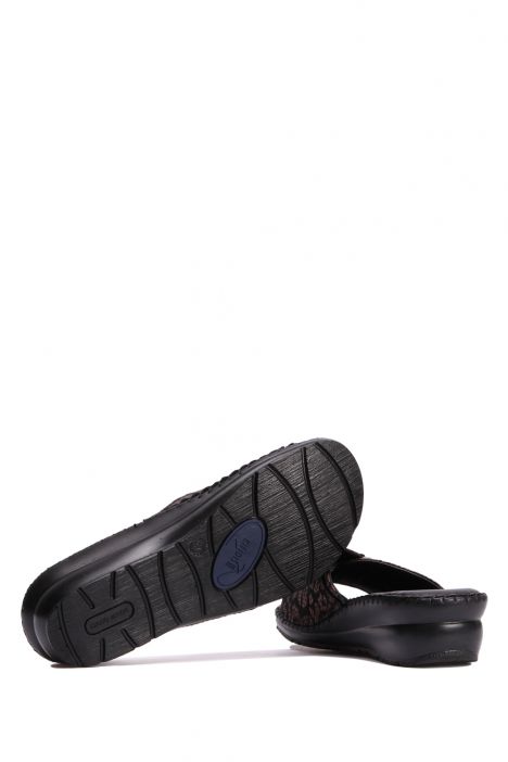 YIP100 Kifidis Handmade Kadın Deri Terlik 35-41 Kahve Leopar