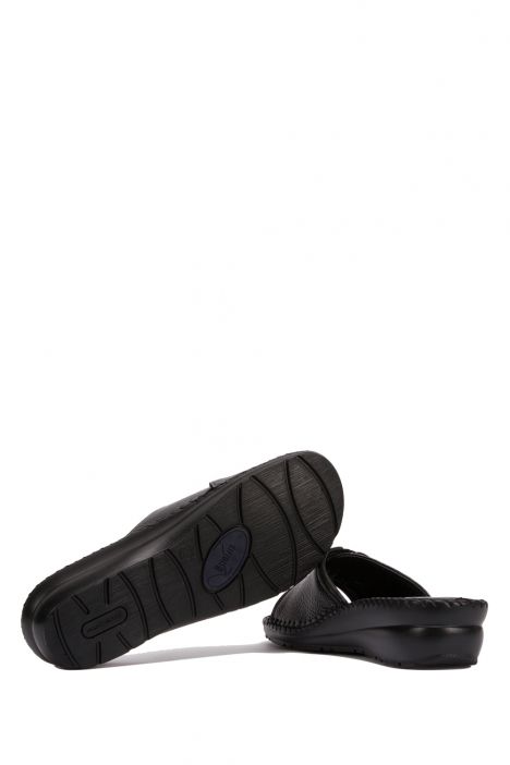 YIP100 Kifidis Handmade Kadın Deri Terlik 35-41 Siyah Eskitme-Siyah Flooter