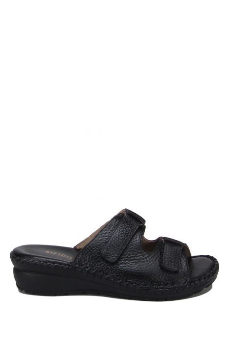 YIP101 Kifidis Handmade Kadın Deri Terlik 35-41 Siyah / Black