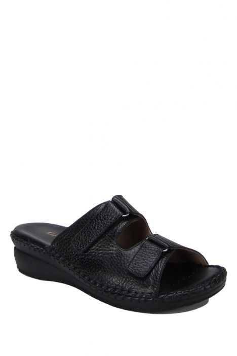 YIP101 Kifidis Handmade Kadın Deri Terlik 35-41 Siyah / Black