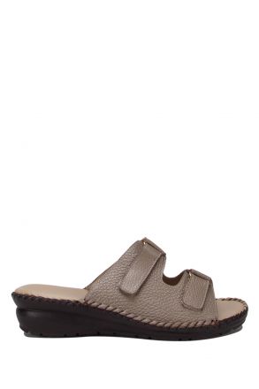 YIP101 Kifidis Handmade Kadın Deri Terlik 35-41 Vizon / Taupe