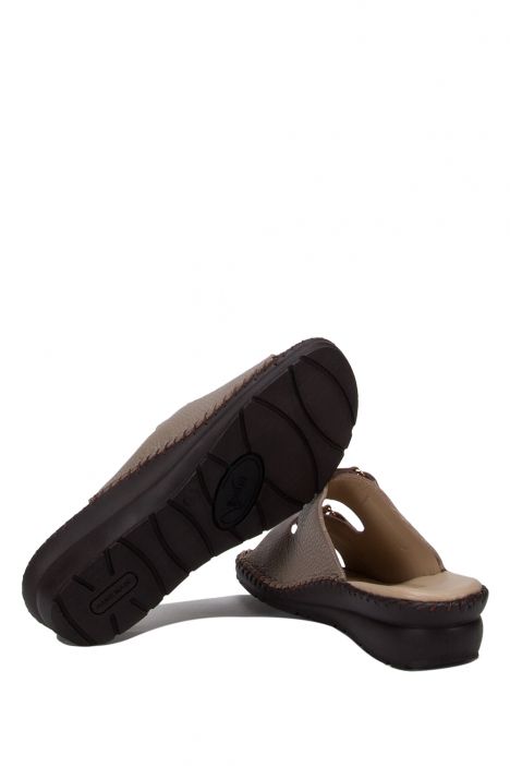 YIP101 Kifidis Handmade Kadın Deri Terlik 35-41 Vizon / Taupe