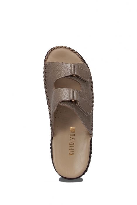 YIP101 Kifidis Handmade Kadın Deri Terlik 35-41 Vizon / Taupe