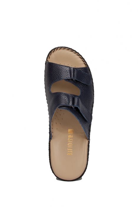 YIP101 Kifidis Handmade Kadın Deri Terlik 35-41 Lacivert / Navy