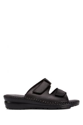 YIP101V2 Kifidis Handmade Kadın Deri Terlik 35-41 Siyah / Black