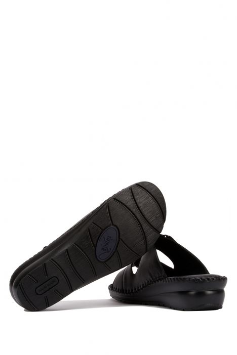 YIP101V2 Kifidis Handmade Kadın Deri Terlik 35-41 Siyah / Black