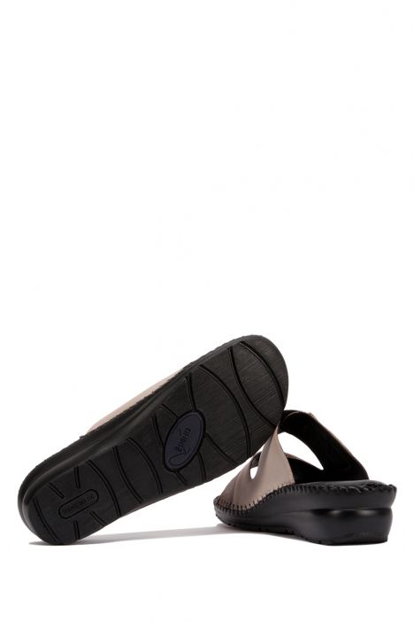 YIP101V2 Kifidis Handmade Kadın Deri Terlik 35-41 Vizon-Vizon Süet