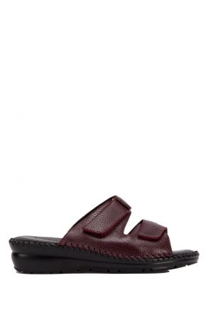 YIP101V2 Kifidis Handmade Kadın Deri Terlik 35-41 Bordo Flooter