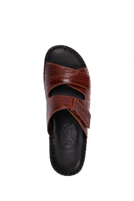 YIP101V2 Kifidis Handmade Kadın Deri Terlik 35-41 Taba Croco Caretta