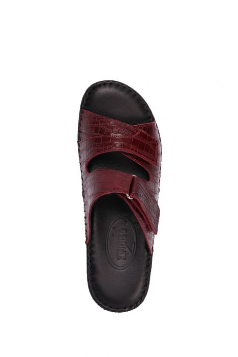 YIP101V2 Kifidis Handmade Kadın Deri Terlik 35-41 Bordo Croco Caretta