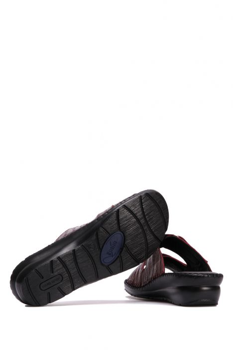 YIP101V2 Kifidis Handmade Kadın Deri Terlik 35-41 Bordo Croco Caretta