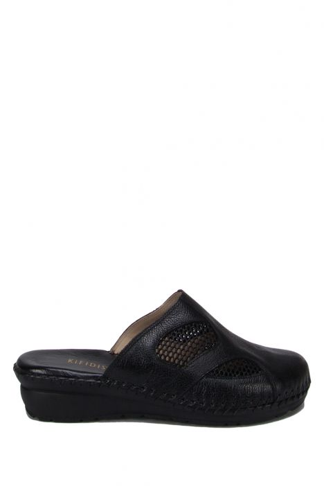 YIP102 Kifidis Handmade Kadın Deri Terlik 35-41 Siyah / Black