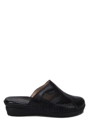 YIP102 Kifidis Handmade Kadın Deri Terlik 35-41 Siyah / Black