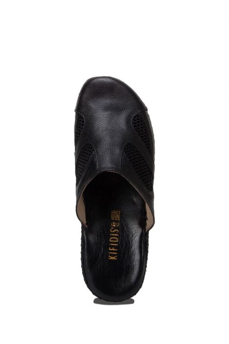 YIP102 Kifidis Handmade Kadın Deri Terlik 35-41 Siyah / Black