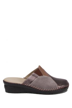 YIP103 Kifidis Handmade Kadın Deri Terlik 35-41 Kahve-Multi