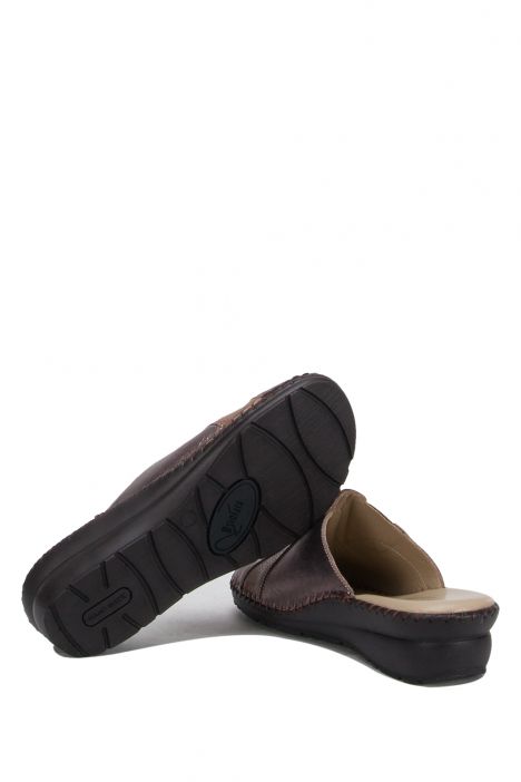 YIP103 Kifidis Handmade Kadın Deri Terlik 35-41 Kahve-Multi