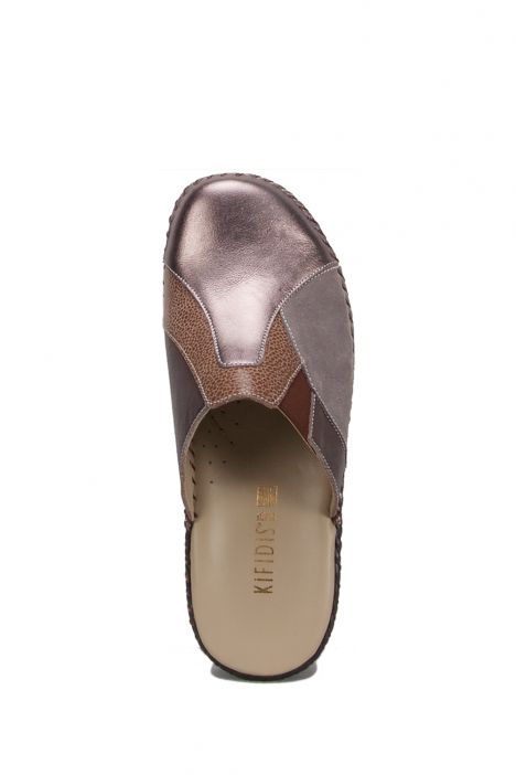 YIP103 Kifidis Handmade Kadın Deri Terlik 35-41 Kahve-Multi
