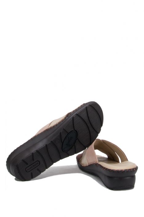 YIP104 Kifidis Handmade Kadın Deri Terlik 35-41 Kahve-Multi
