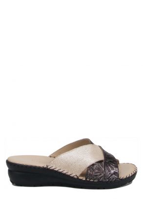 YIP104 Kifidis Handmade Kadın Deri Terlik 35-41 Siyah - Multi