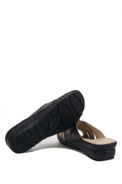 YIP104 Kifidis Handmade Kadın Deri Terlik 35-41 Siyah - Multi
