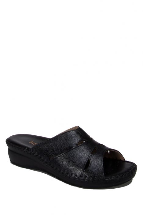YIP105 Kifidis Handmade Kadın Deri Terlik 35-41 Siyah / Black