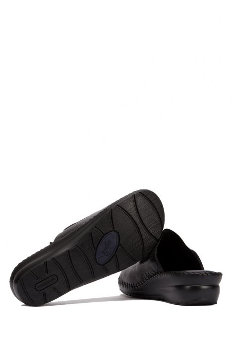 YIP106V2 Kifidis Handmade Kadın Deri Terlik 35-41 Siyah-Ronya Çelik
