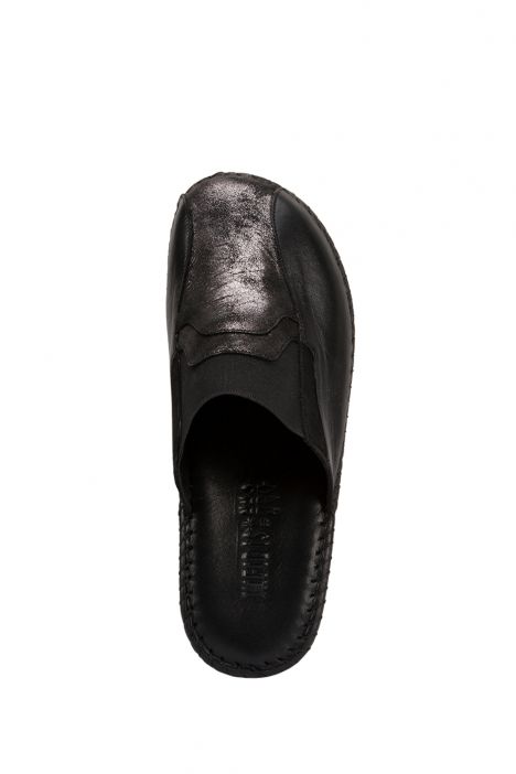 YIP106V2 Kifidis Handmade Kadın Deri Terlik 35-41 Siyah-Ronya Çelik