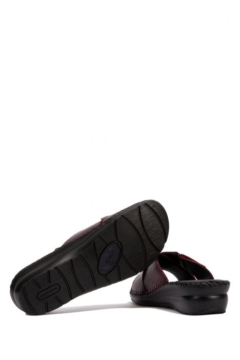 YIP108 Kifidis Handmade Kadın Deri Terlik 35-41 Bordo Flooter